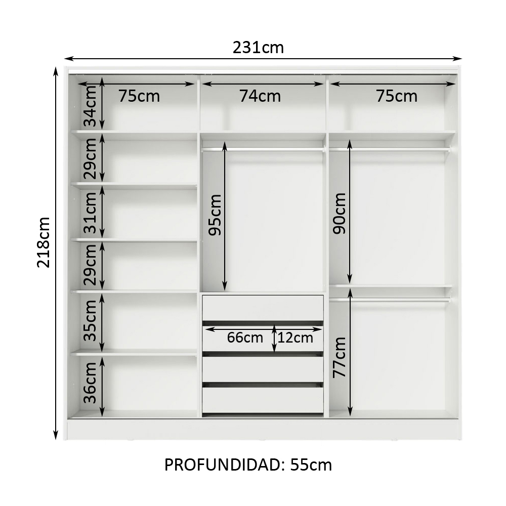 Ropero Closet Madesa 3 Puertas BN 05