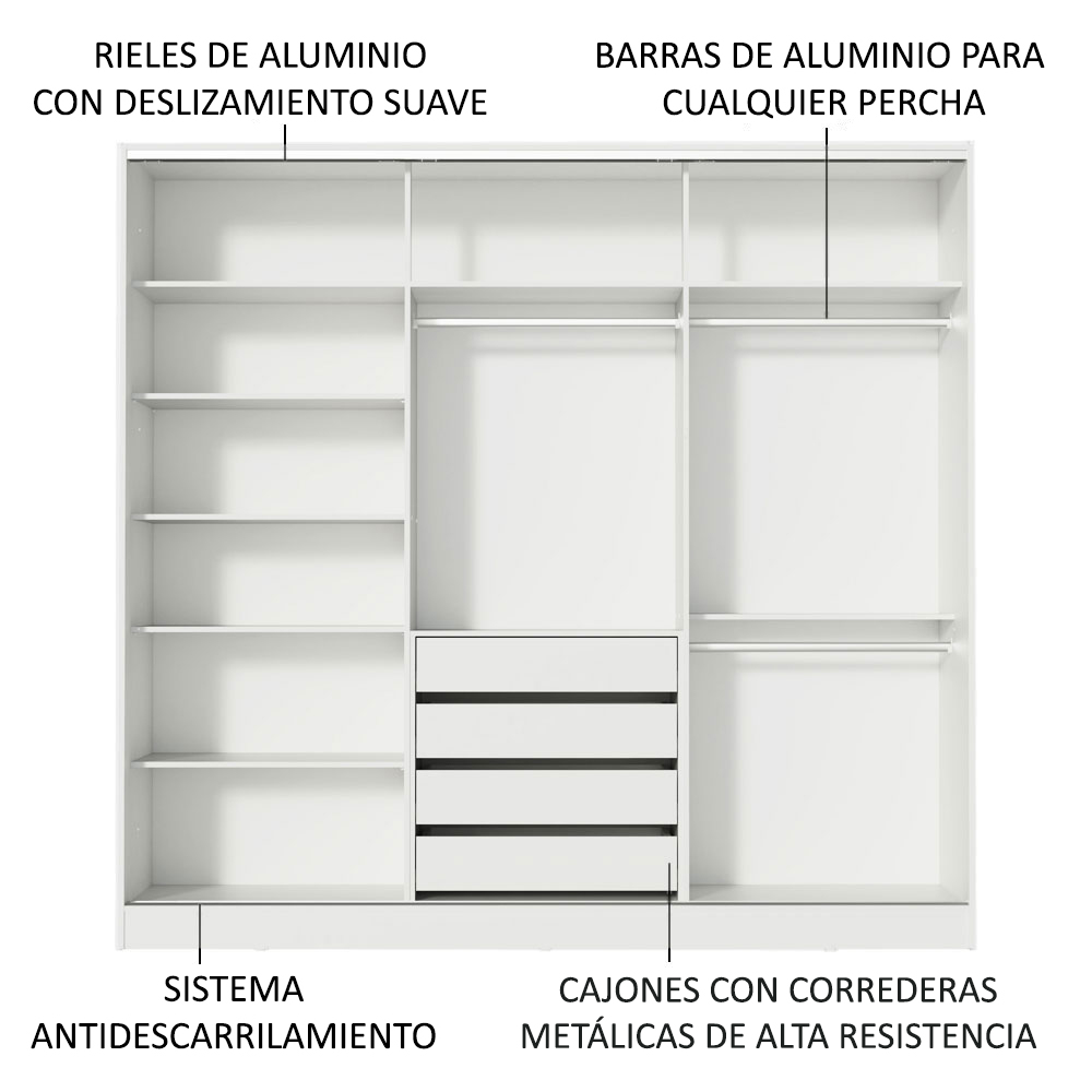 Ropero Closet Madesa 3 Puertas BN 05