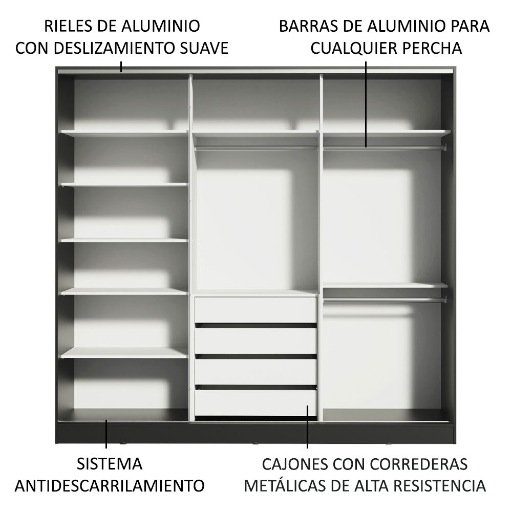 Ropero Closet Madesa 3 Puertas NB 02