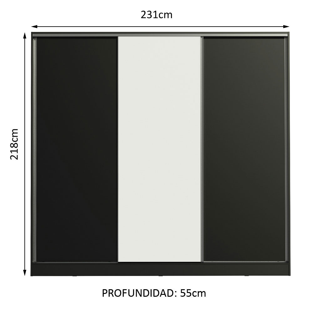 Ropero Closet Madesa 3 Puertas NB 02