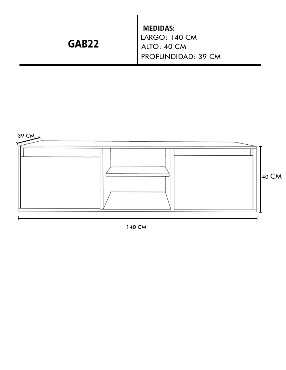 Gabinete De Baño DARCY De 140 Cm Minimalista Sin Lavamanos