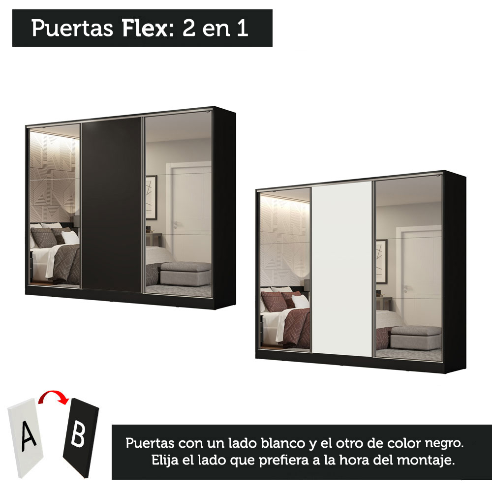 Ropero Closet Madesa 3 Puertas 3 Espejos NN