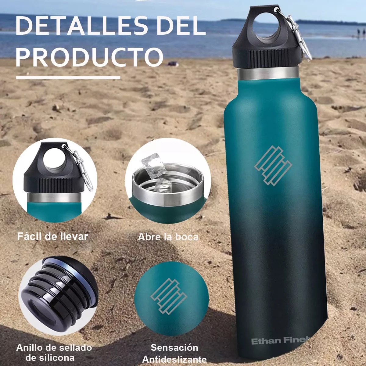 Vasos Termico Acero Inoxidable Taza Termo Botellas Para Agua Celeste