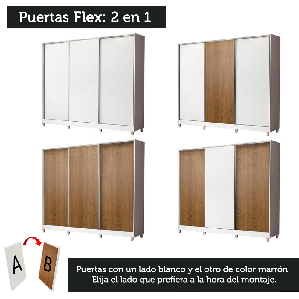 Ropero Closet Madesa 3 Puertas Con Pies BM 03