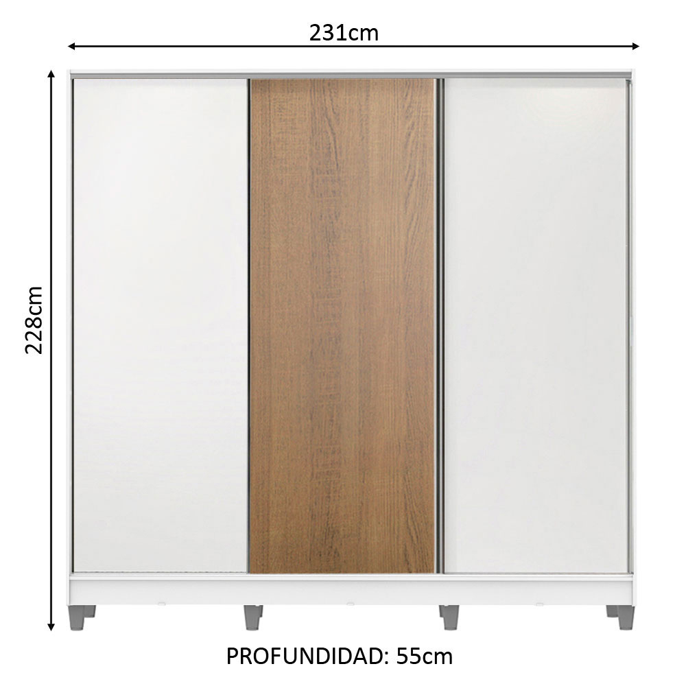 Ropero Closet Madesa 3 Puertas Con Pies BM 03