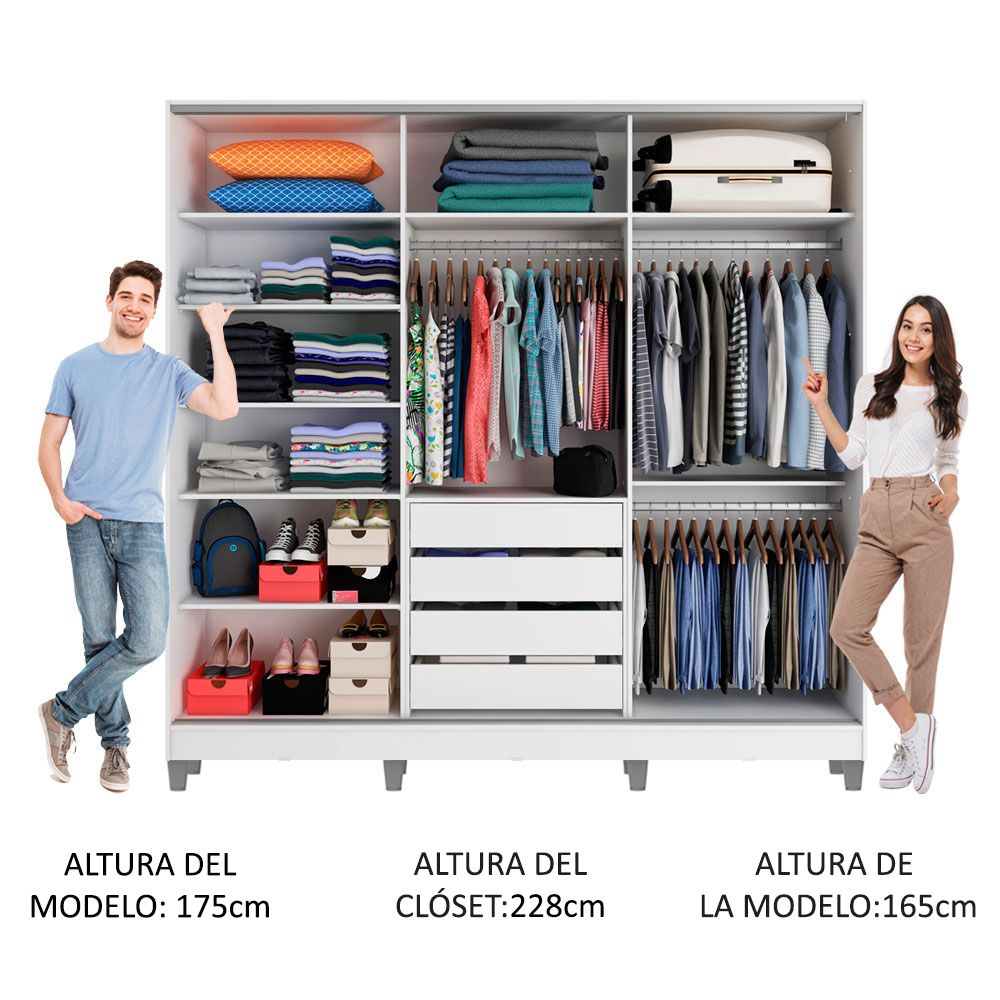 Ropero Closet Madesa 3 Puertas Con Pies BM 03