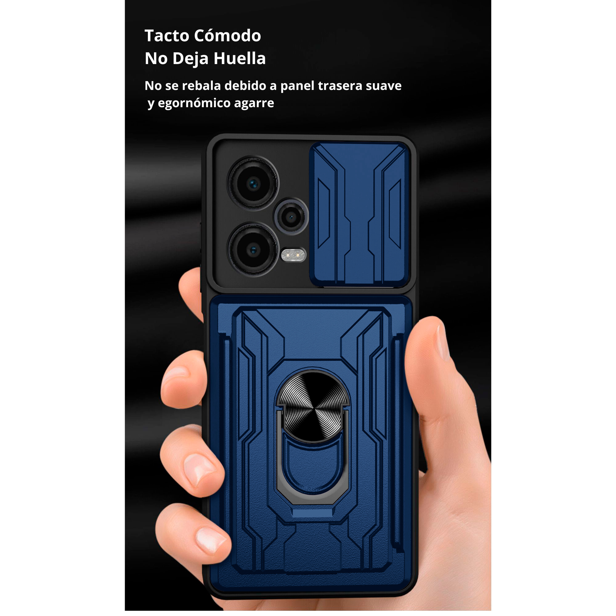 Funda con Anillo y Tarjetero Card Slot Bumper para Axon 50 Lite Azul