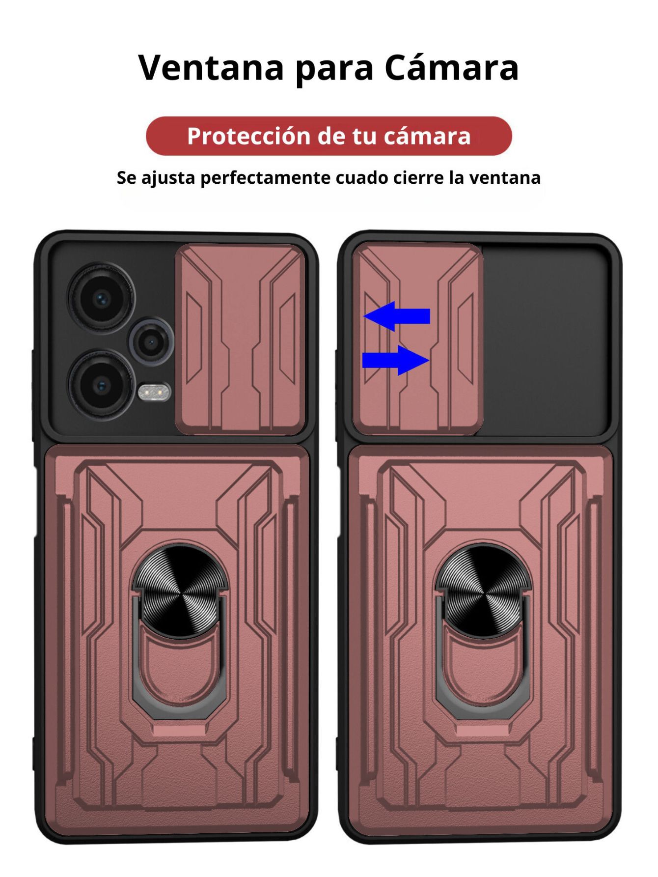 Funda con Anillo y Tarjetero Card Slot Bumper para Moto Edge 50 Pro Rosa