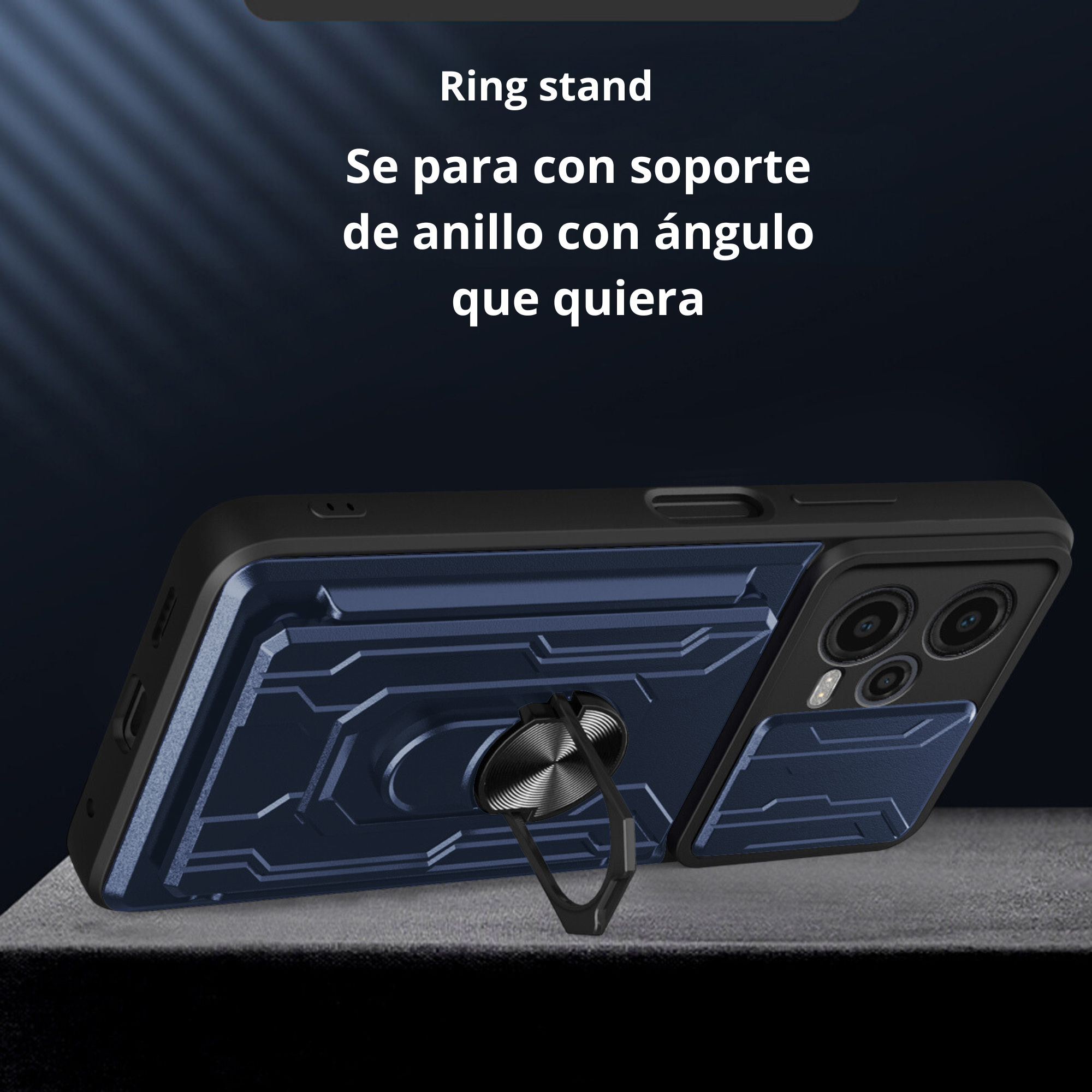 Funda con Anillo y Tarjetero Card Slot Bumper para Axon 50 Lite Azul