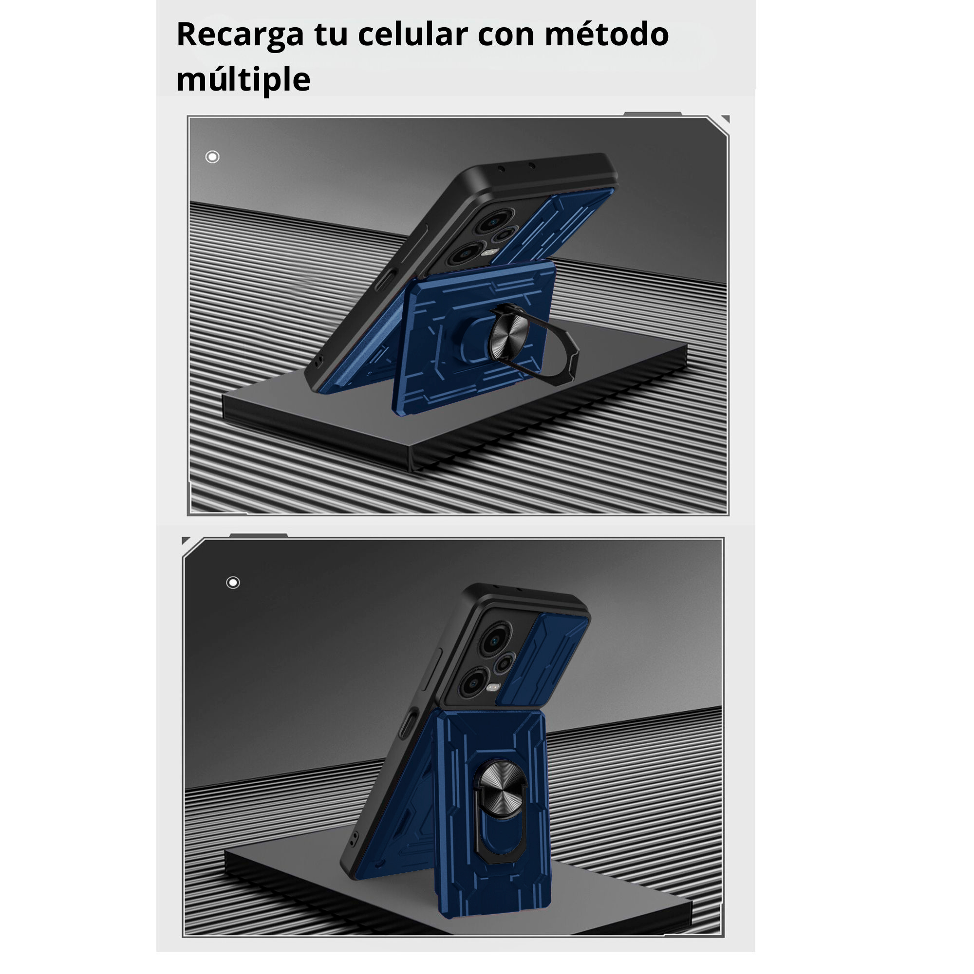 Funda con Anillo y Tarjetero Card Slot Bumper para Axon 50 Lite Azul