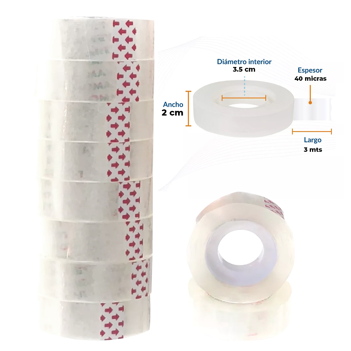 5 Diurex Transparente 25mm X 33m Grosor Premium 