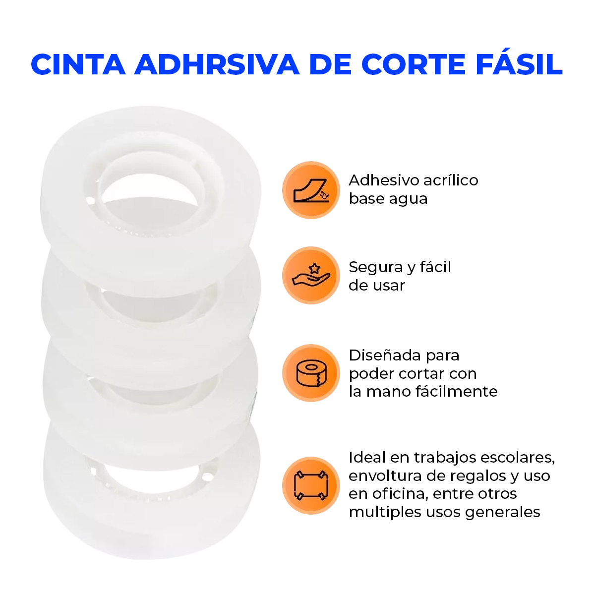 5 Diurex Transparente 25mm X 33m Grosor Premium 