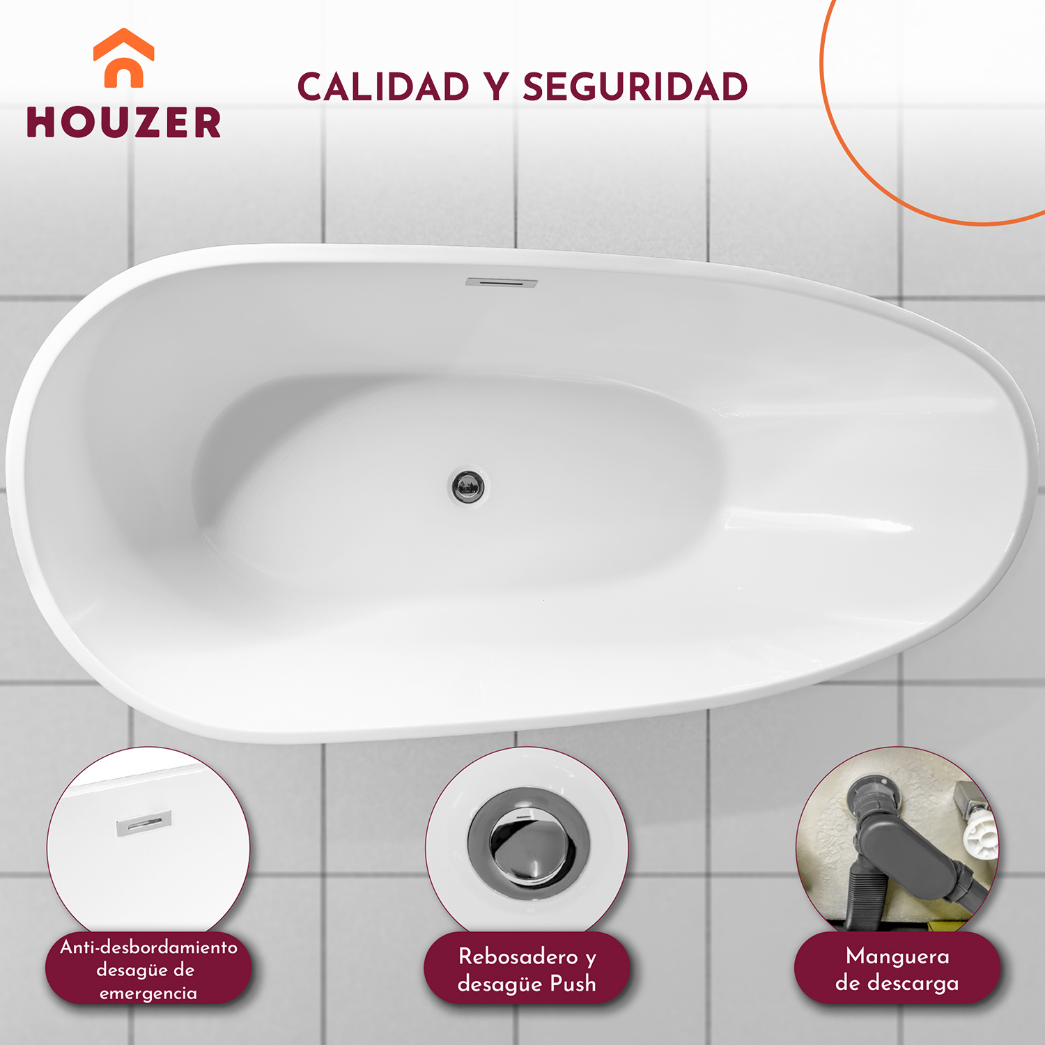Tina Baño Bañera Fibra Vidrio Lujo Minimalista 283l 169x78