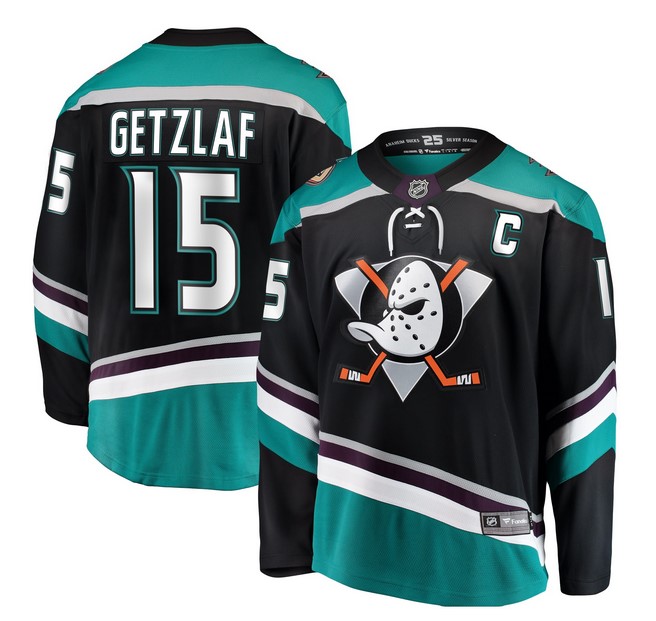 Fabuloso! Jersey Hockey Mighty Ducks Patos BORDADO Aqua Black Getzaf 15 Talla M
