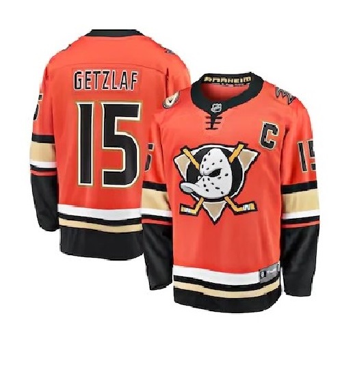 Fabuloso! Jersey Hockey Mighty Ducks Patos BORDADO Naranja Getzaf 15 Talla L