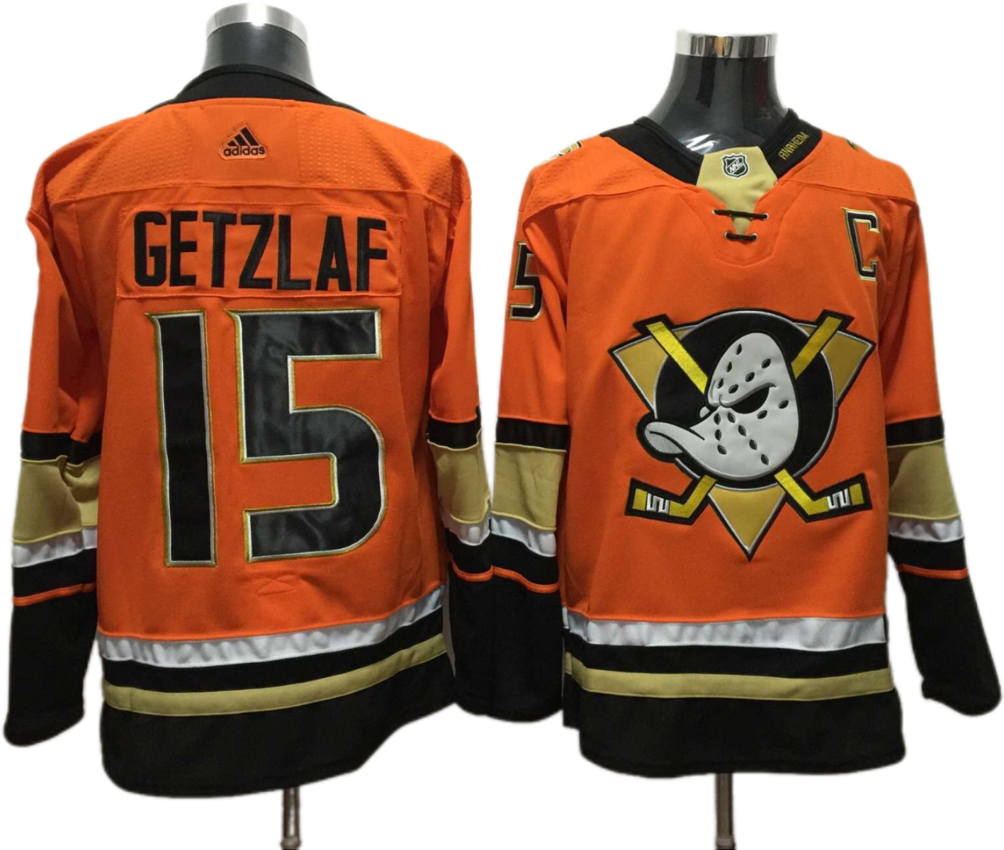 Fabuloso! Jersey Hockey Mighty Ducks Patos BORDADO Naranja Getzaf 15 Talla L