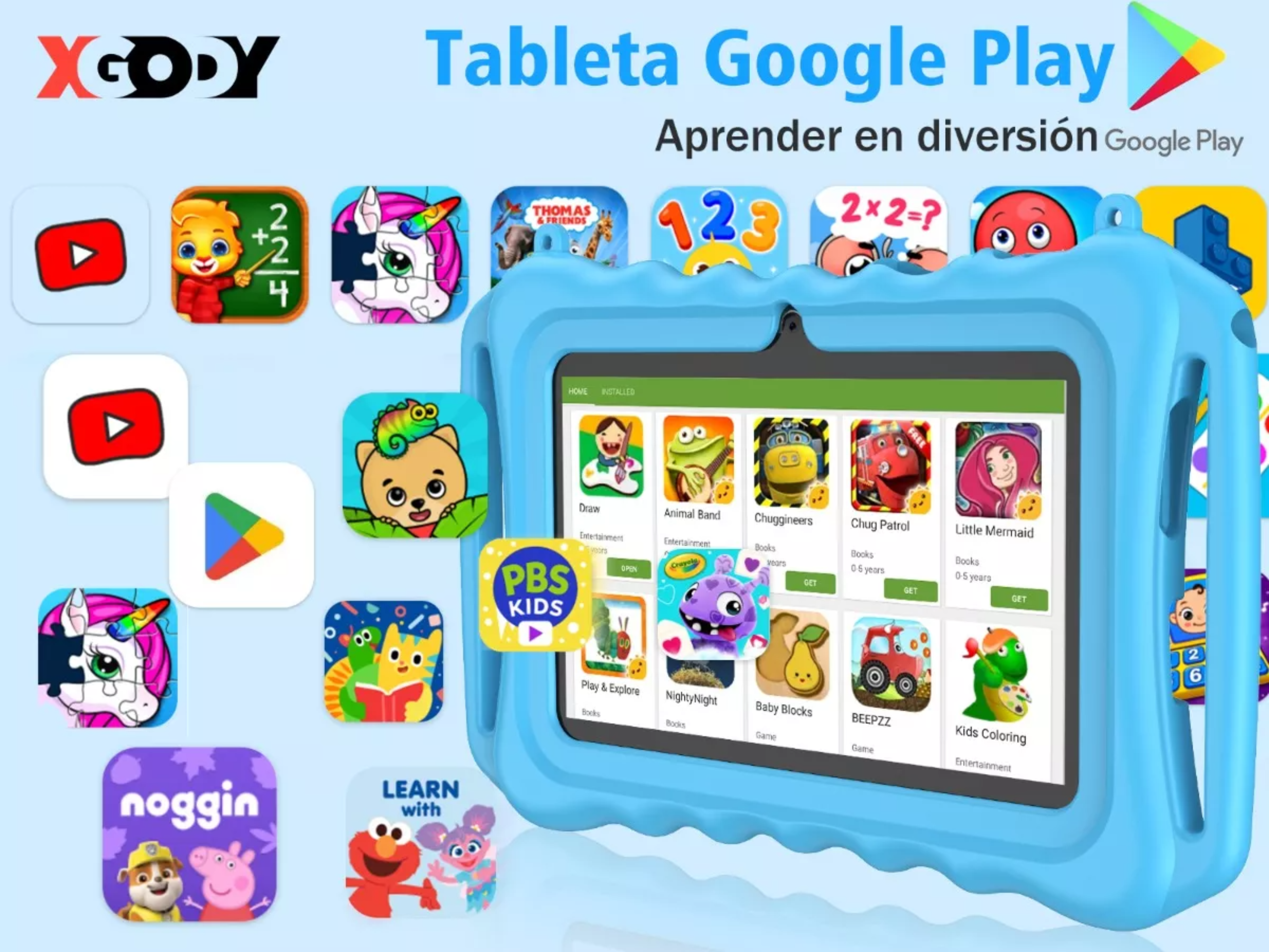 Tablet Con Funda Xgody Smart 7kids 32gb Azul 3gb Memoria Ram