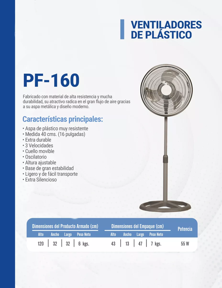 Ventilador De Pedestal Aerospeed Pf-160 3 Aspas Plástico USA