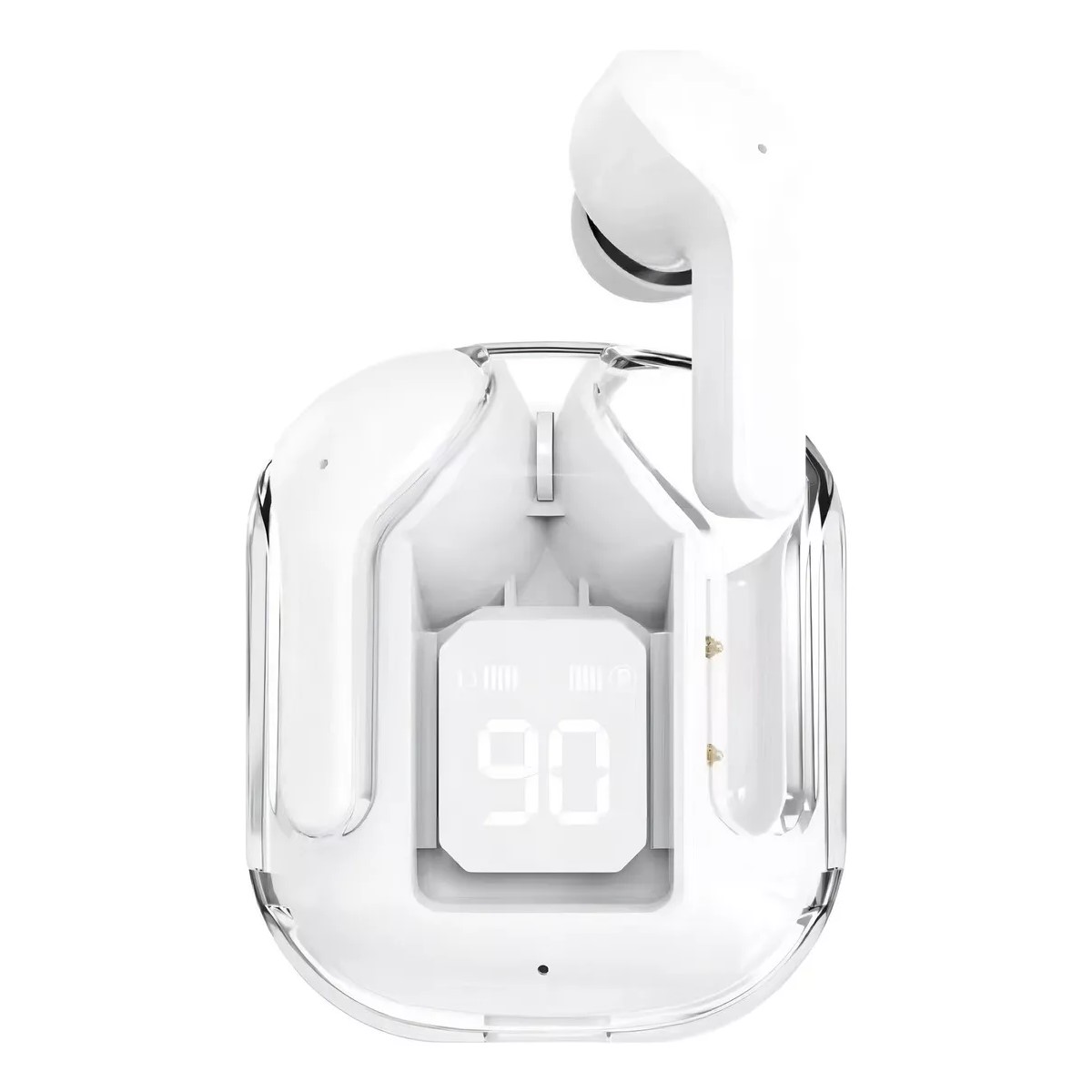 Audífonos auriculares inalámbricos blanco Bluetooth micrófono LED pantalla pantalla sonido luz