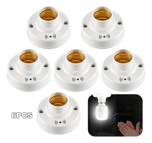 Socket Para Foco Con Interruptor De Sensor 6 pcs Blanco 
