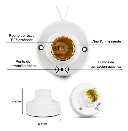 Socket Para Foco Con Interruptor De Sensor 6 pcs Blanco 