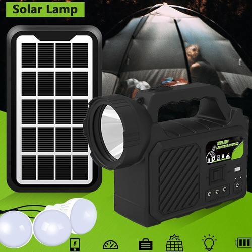 Cargador Portátil Luz Solar Banco De Energía De Emergencia negra