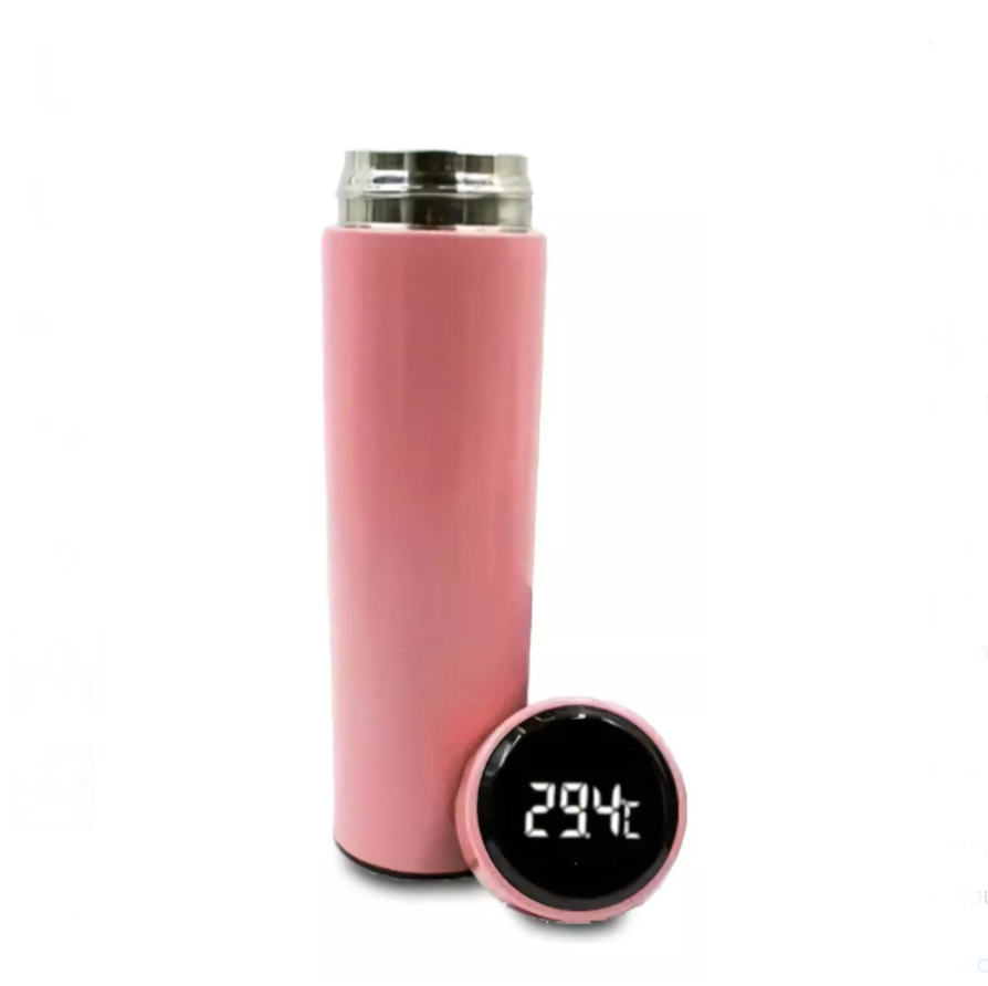 Termo Digital Inteligente De Acero Inoxidable 500ml Color Rosa