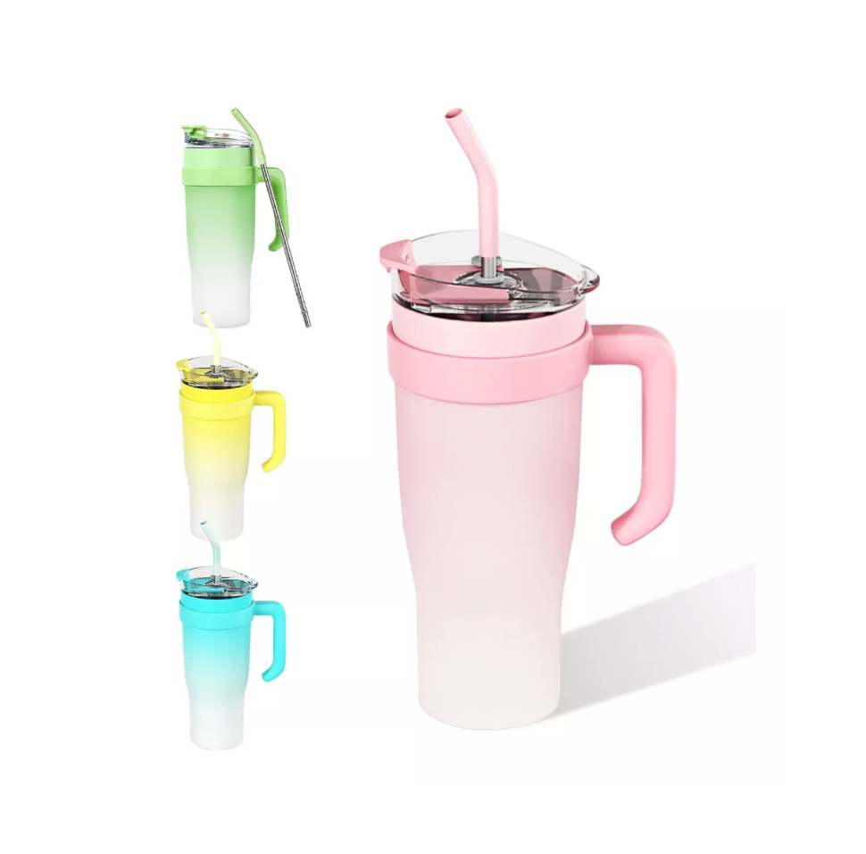 Vaso Con Popote Termos Acero Inoxidable Recipiente 40oz rosa