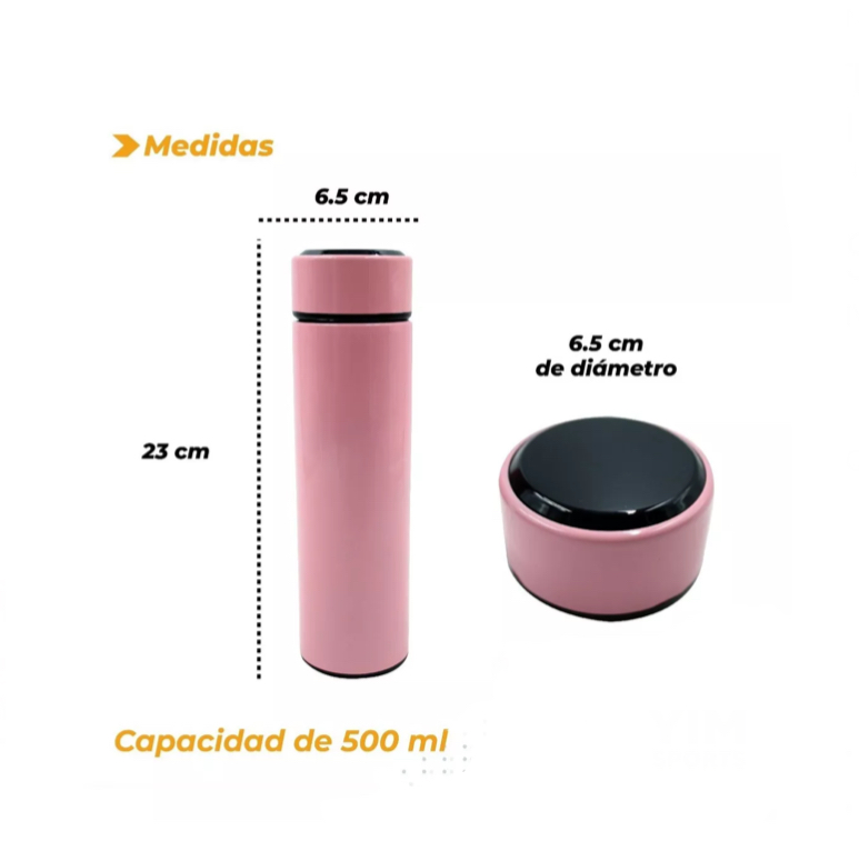 Termo Digital Inteligente De Acero Inoxidable 500ml Color Rosa