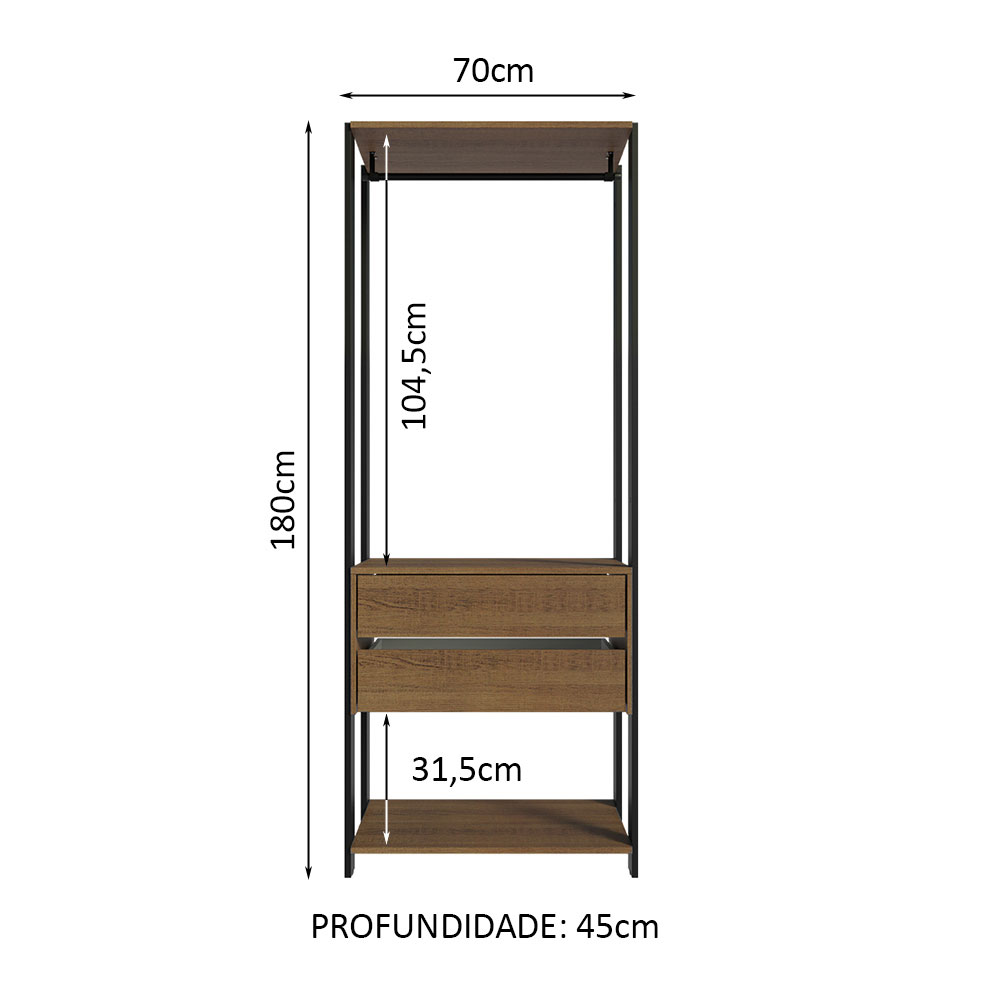 Ropero Closet Guardarropas Madesa Valencia 70cm MN 