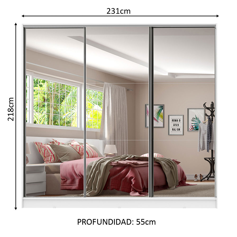 Ropero Closet Madesa 3 Puertas 3 Espejos BB 01