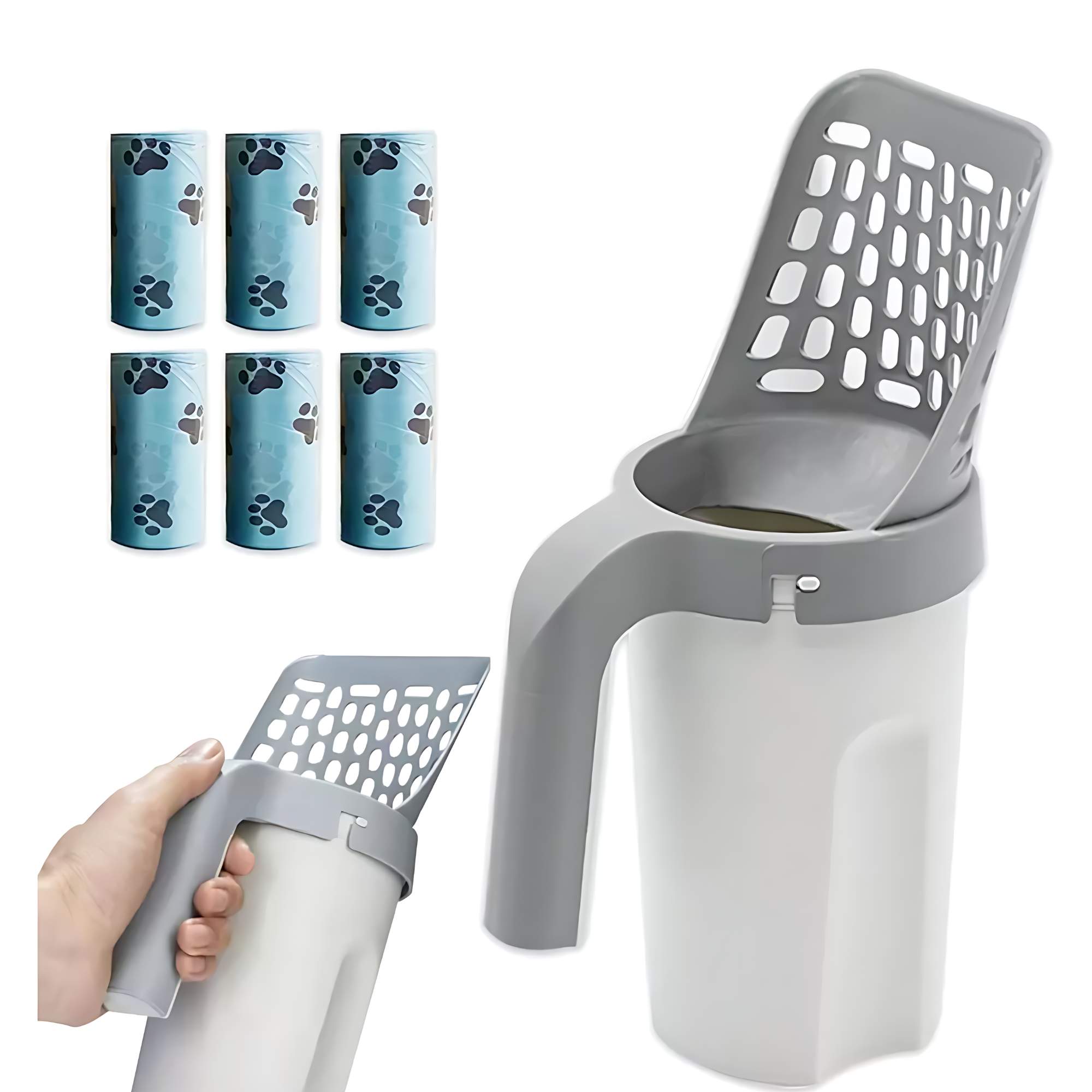 Pala Para Arenero Gatos Soporte Con Bolsas Limpiar Arena de Gato