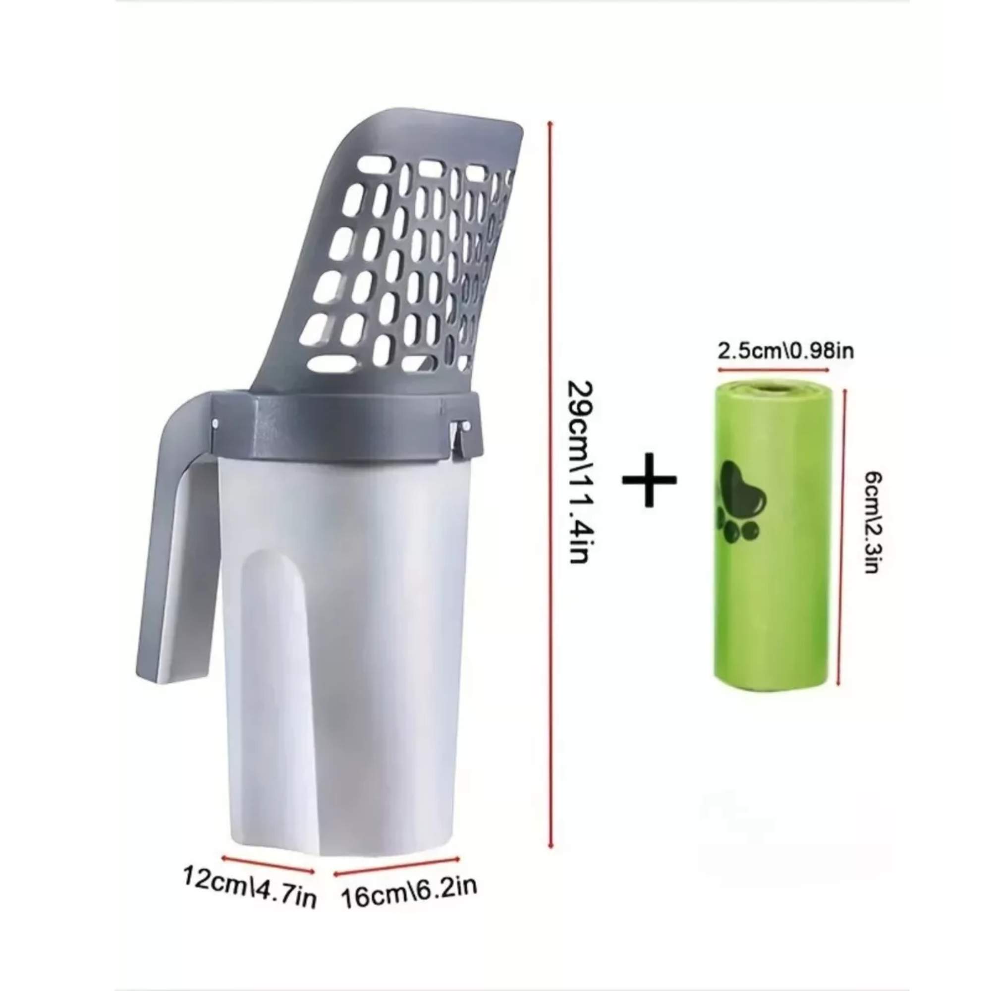 Pala Para Arenero Gatos Soporte Con Bolsas Limpiar Arena de Gato