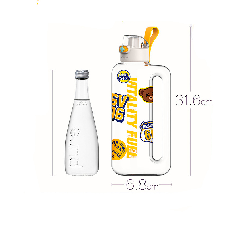 Botella Agua Antiderrame con agarradera  Calcomanía 1800ml Coral