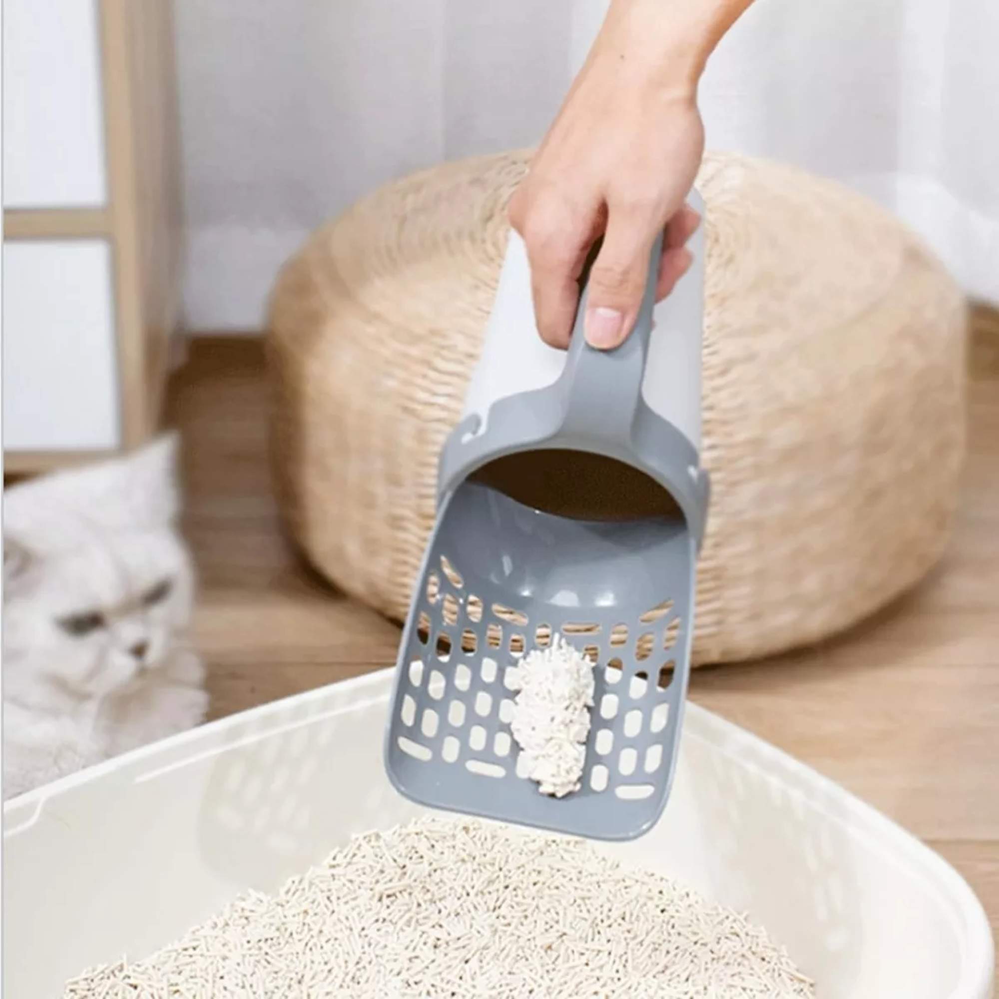 Pala Para Arenero Gatos Soporte Con Bolsas Limpiar Arena de Gato