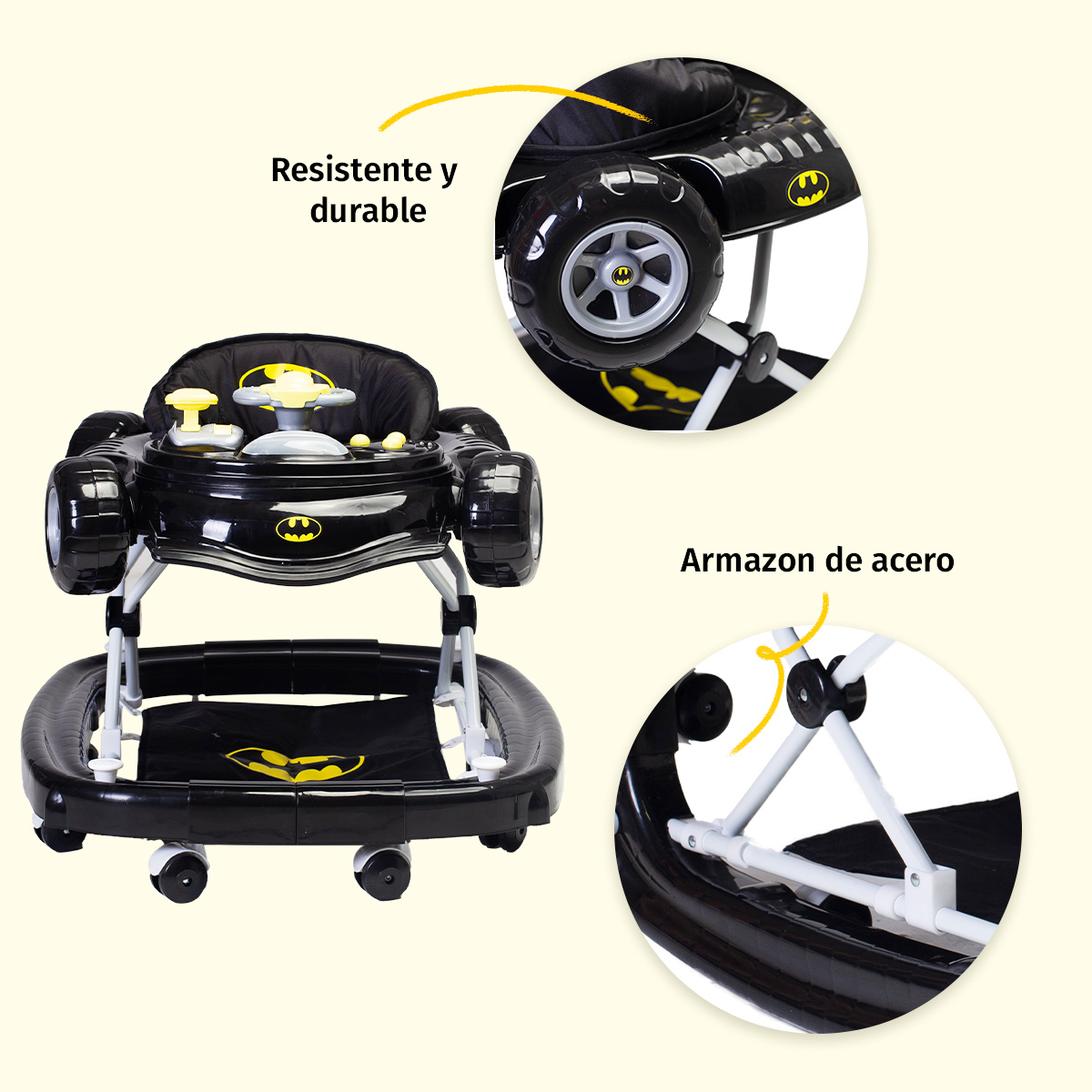 Andadera Mecedora Bebe Aeiou Batman Musical 2 En 1