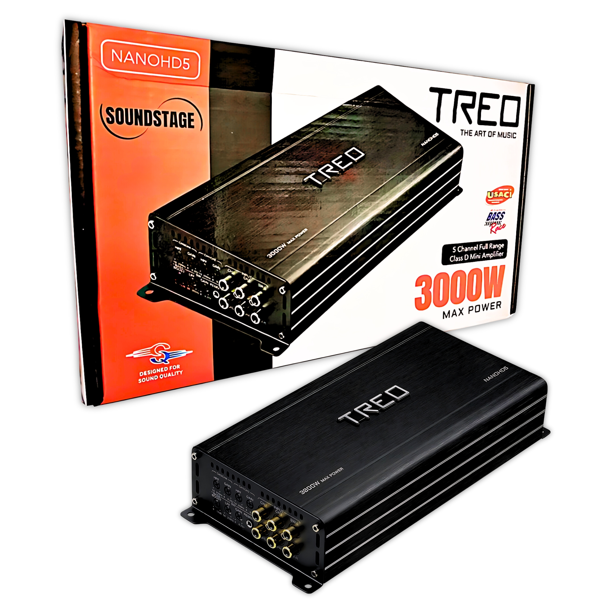 Mini Amplificador 5 Canales Treo NANOHD5 3000 Watts Clase D