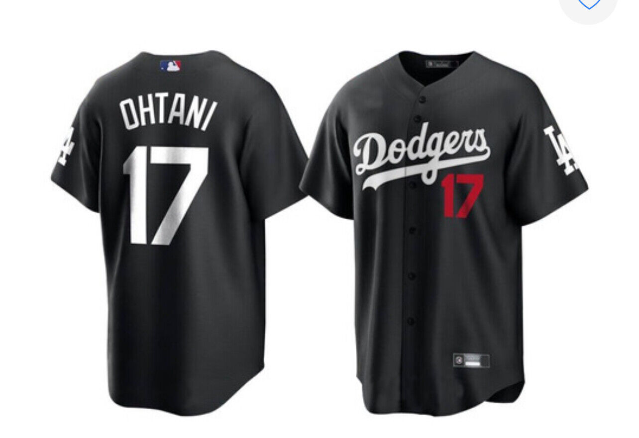 Maravilloso! Jersey Beisbol Los Angeles Dodgers BORDADO Negro Ohtani 17 Talla XL
