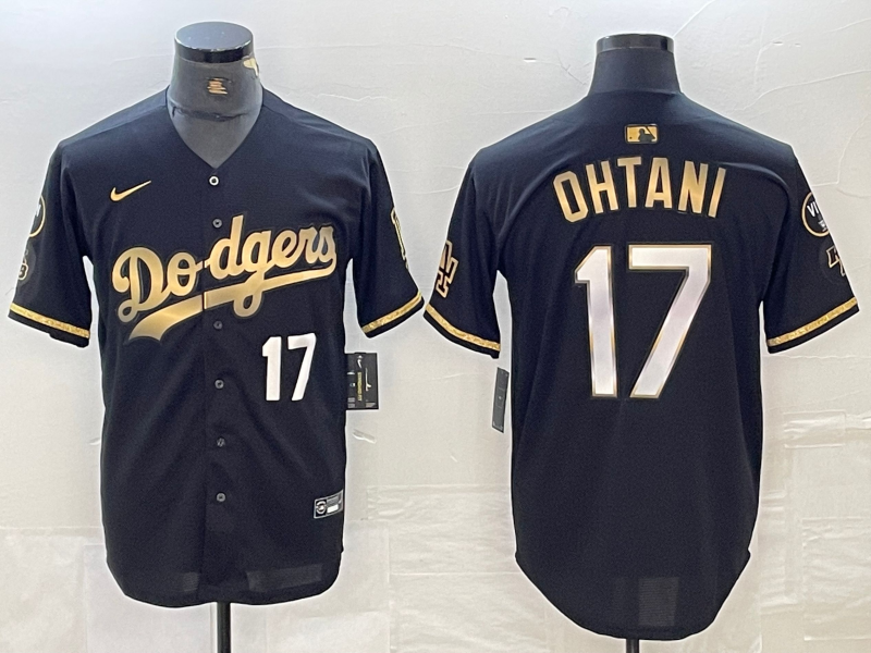 Maravilloso! Jersey Beisbol Los Angeles Dodgers BORDADO Negro Ohtani 17 Talla XL