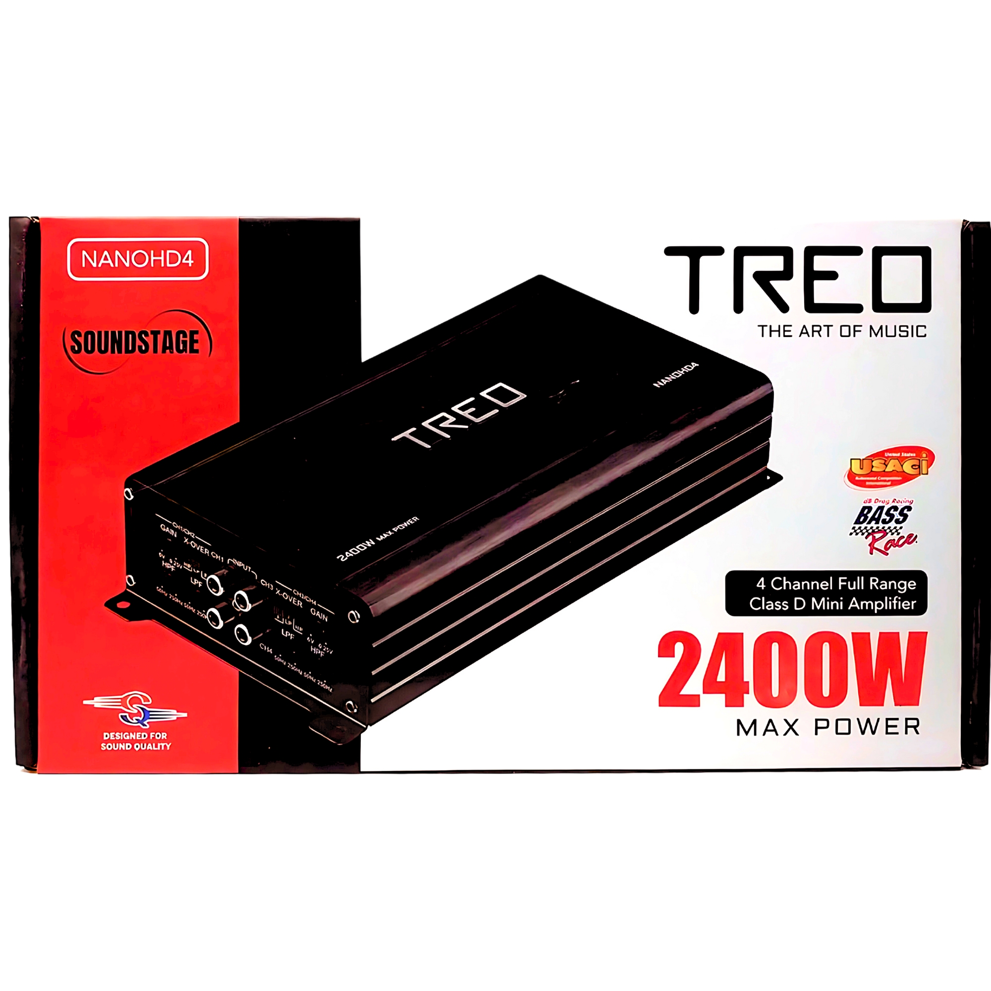 Mini Amplificador Treo NANOHD4 2400 Watts Clase D 4 Canales