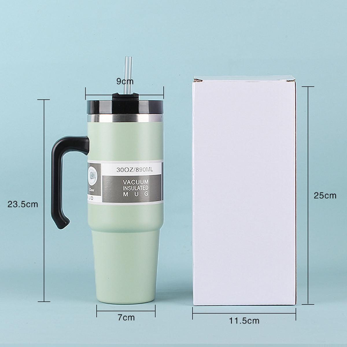 termo con asa  Acero Inoxidable portátil de 890ml ideal bebidas frías y calientes Azul Fuerte 