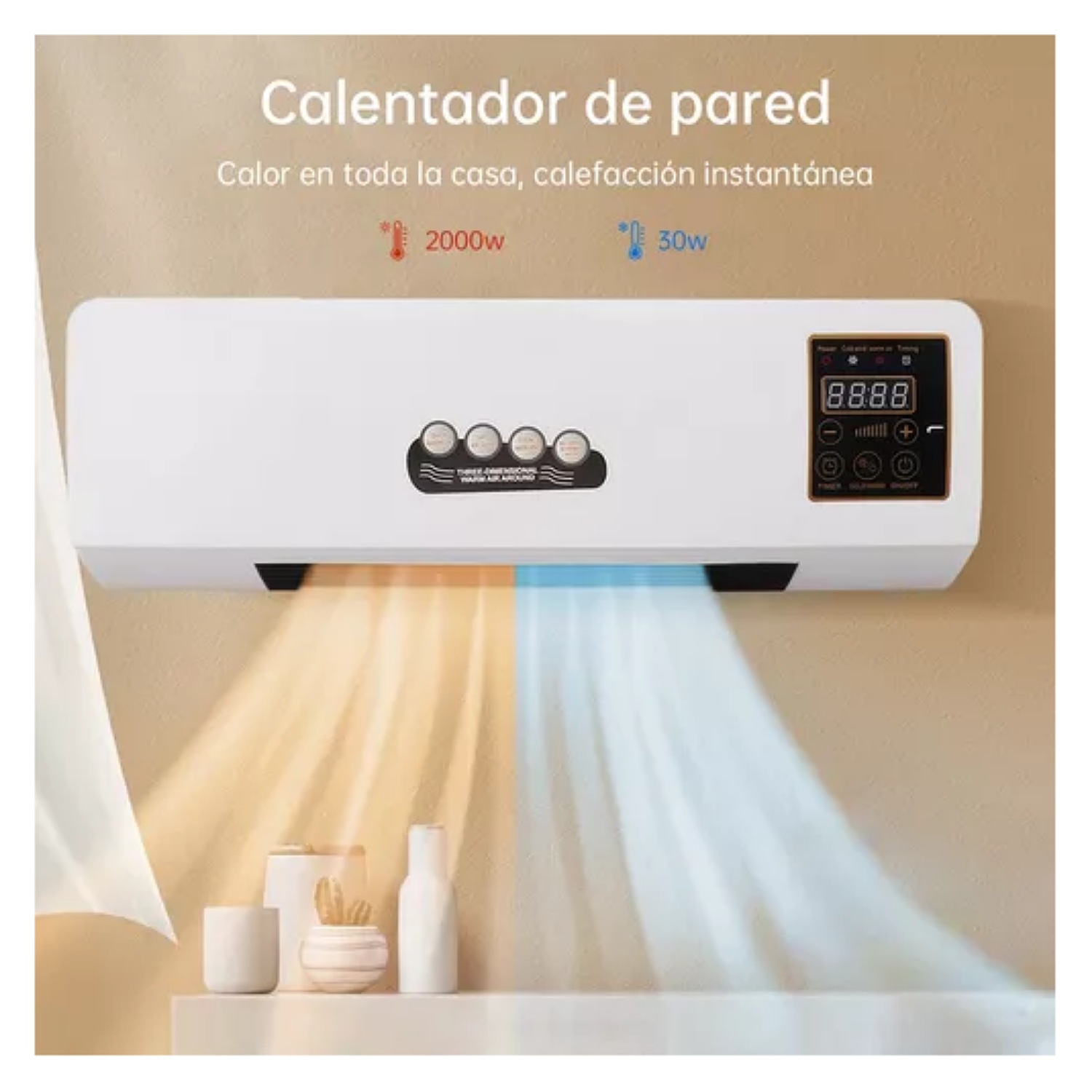 Combo De Aire Acondicionados Frío Y Caliente VentiladorEl aire acondicionado dual de frío y calor es un electrodoméstico doméstico con una potencia de 2000 W que cuenta con funciones de enfriamiento y calefacción. Ya sea en los días calurosos de verano o en los fríos inviernos, puede ajustar eficazmente la temperatura interior para crear un ambiente de vida confortable para el usuario. Este aire acondicionado utiliza tecnología avanzada que puede reducir o aumentar rápidamente la temperatura int