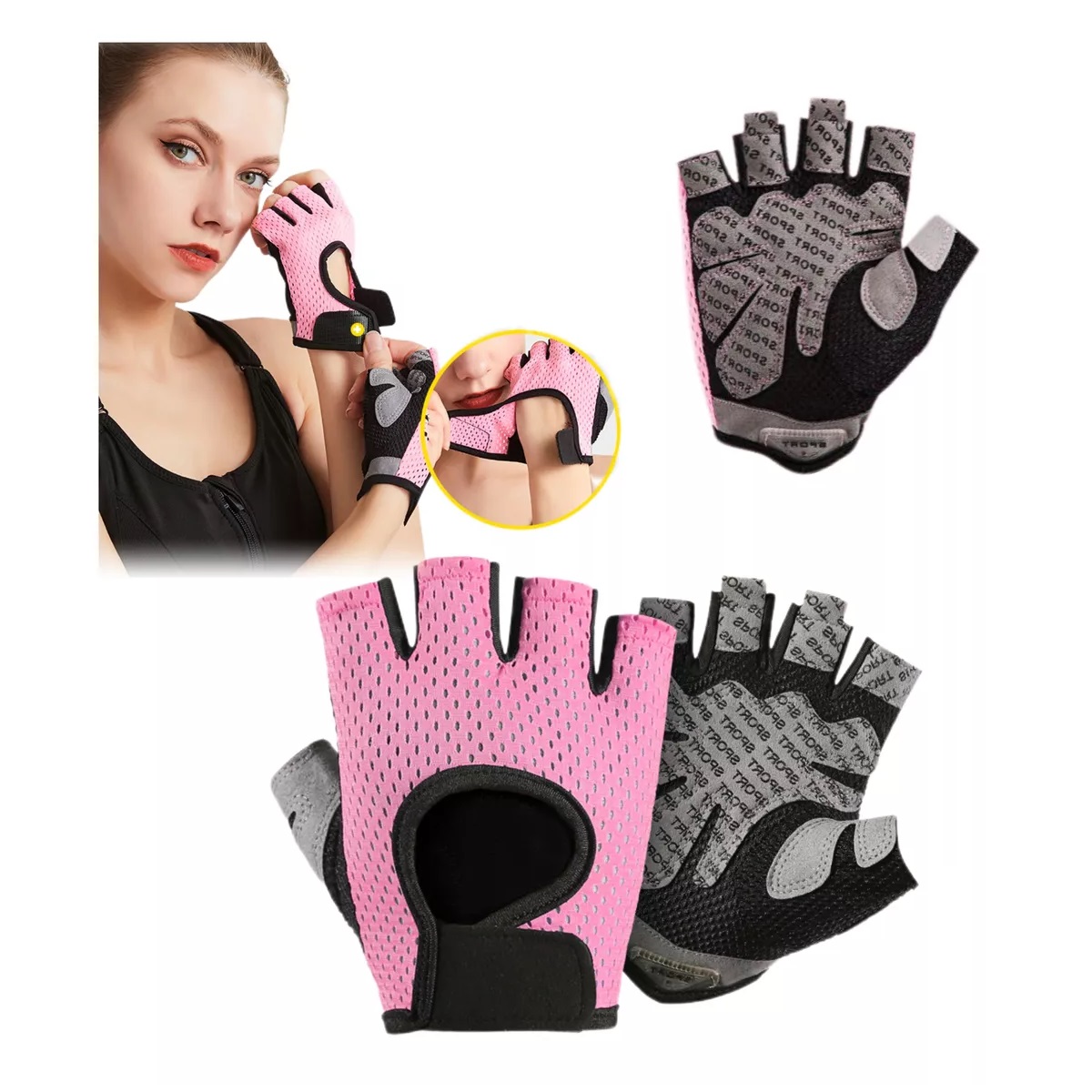 Guantes Gym Fitness Guantes Para Pesas Rosa M