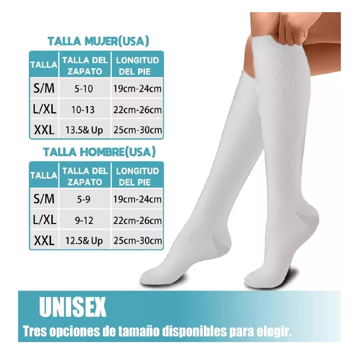 Kit 10pcs Calcetas De Compresión Blanco Talla L/XL
