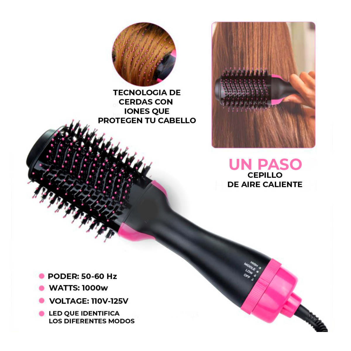 Cepillo Secador Para El Cabello Eléctrico, Alisador, Rizador 3 en 1