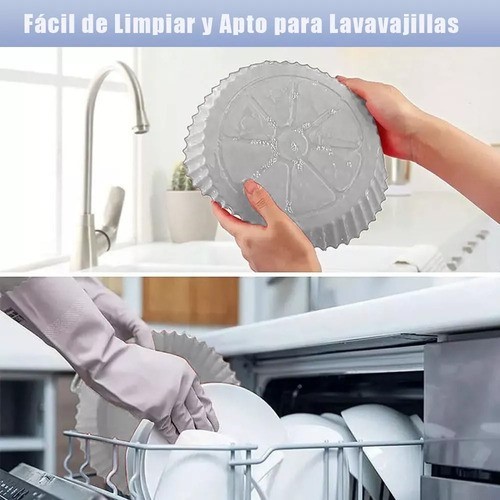 3pzs Moldes Siliconas Freidora Aire Circular Reutilizable Negro 