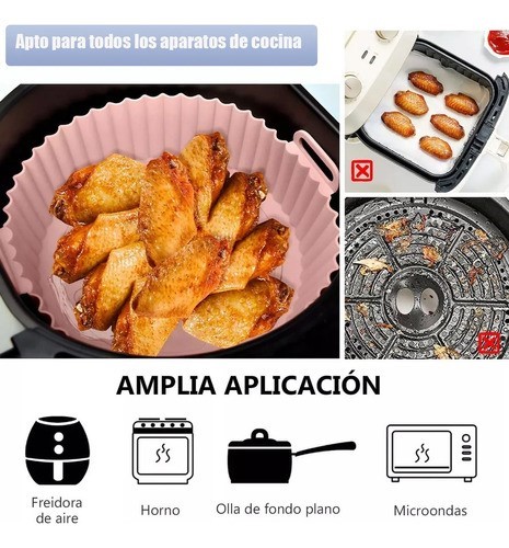 3pzs Moldes Siliconas Freidora Aire Circular Reutilizable Negro 