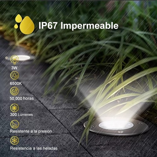 Lámpara De Pie Led Empotrada De 3 W, Luz Fria