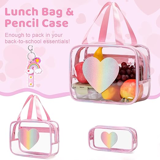 A Mochila transparente para niños y niñas, 3 unidades de mochila transparente resistente con bolsa de almuerzo