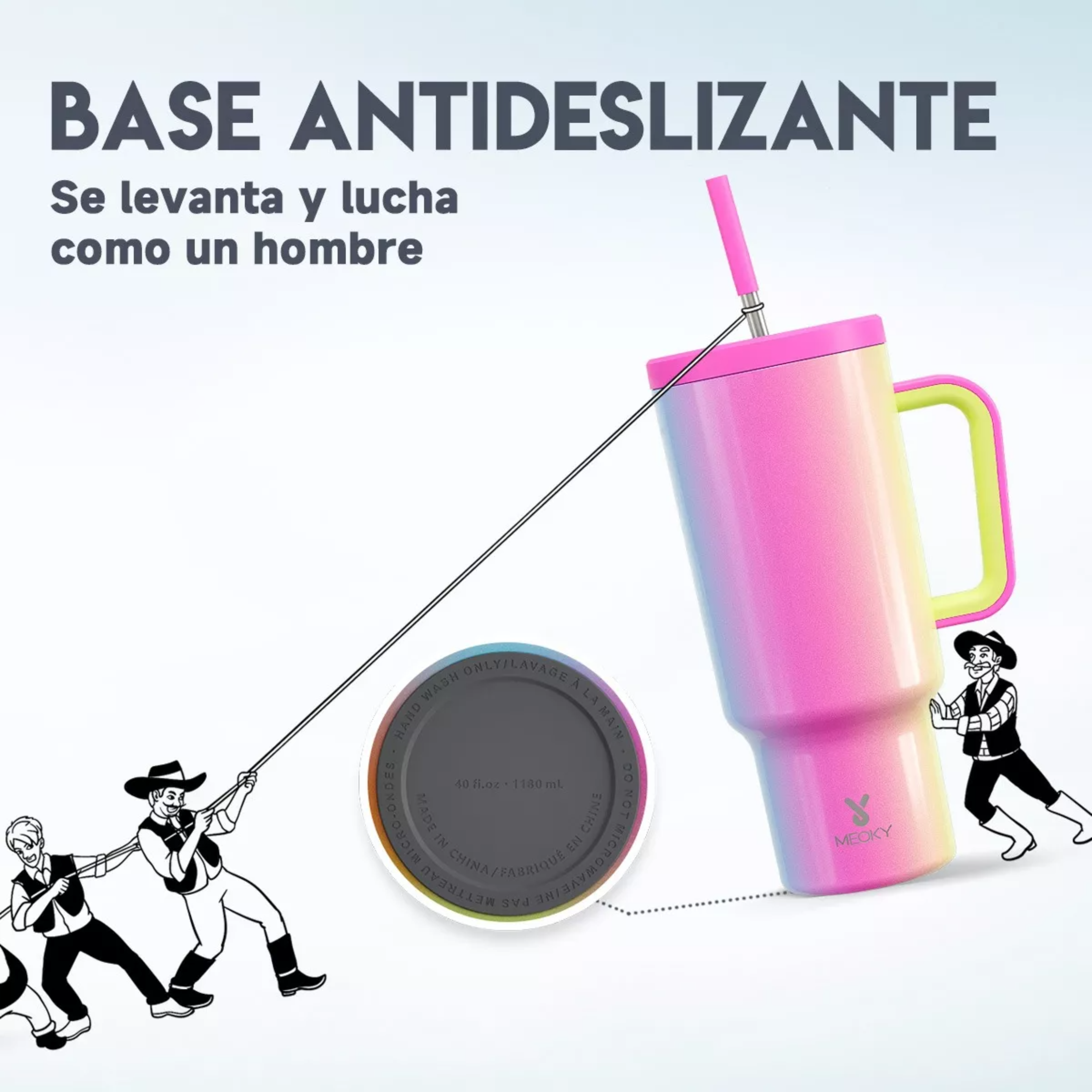Meoky Vaso 40oz Con Asa, Taza De Viaje De Acero Inoxidable